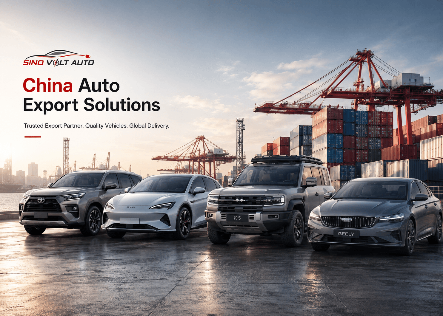 China auto export vehicles at a container terminal